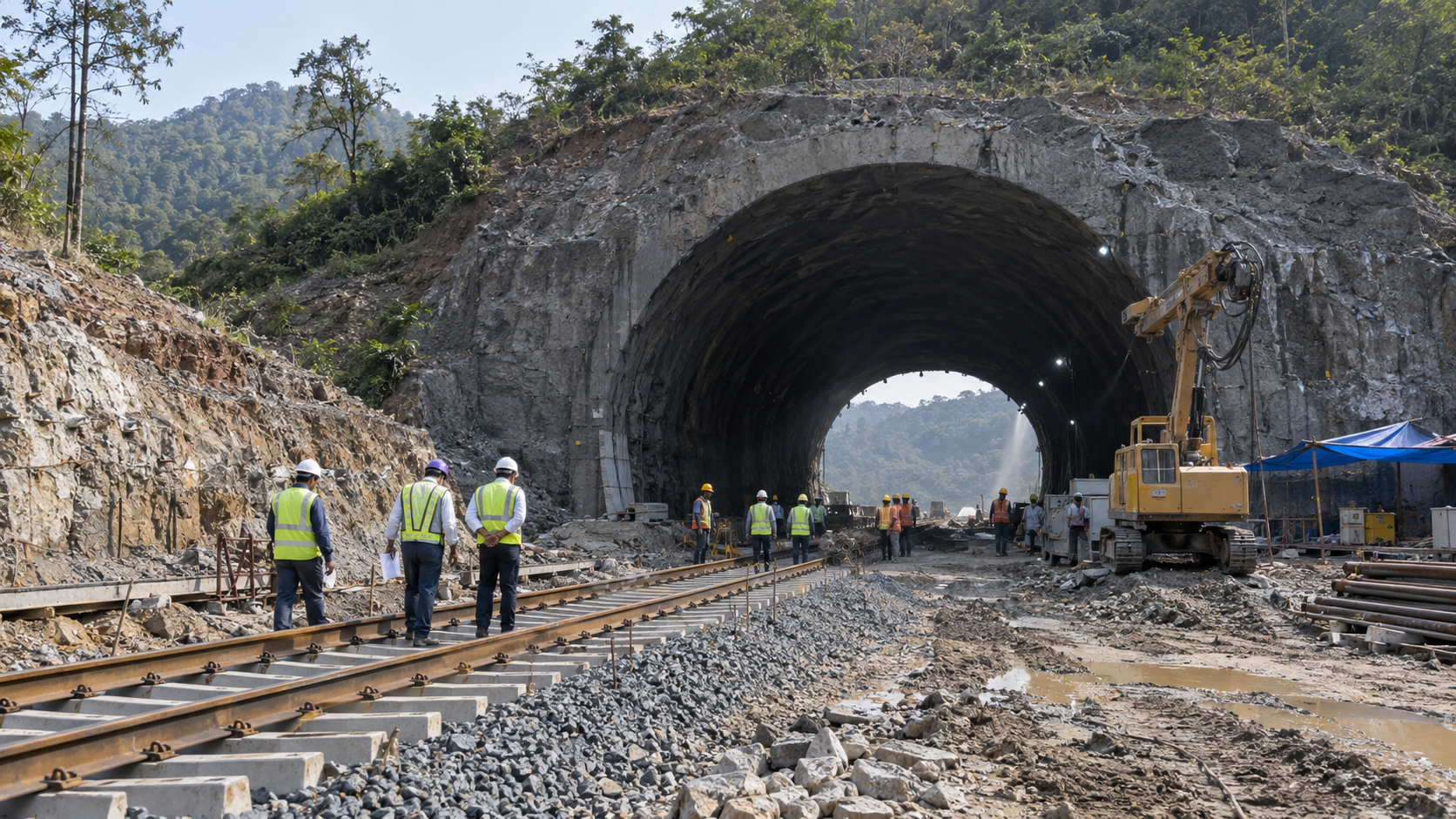 Railway tunnel breakthrough on the Kottavalasa–Koraput doubling project