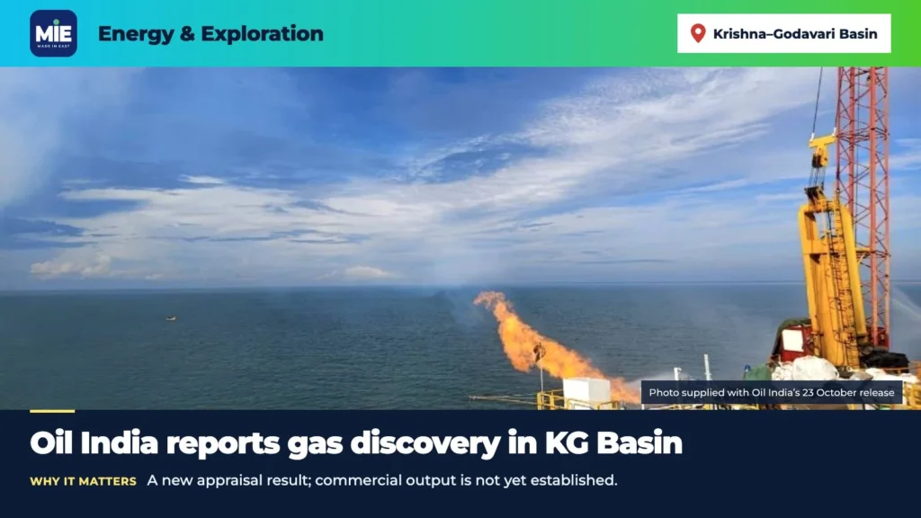 Oil India KG Basin discovery — company release photograph